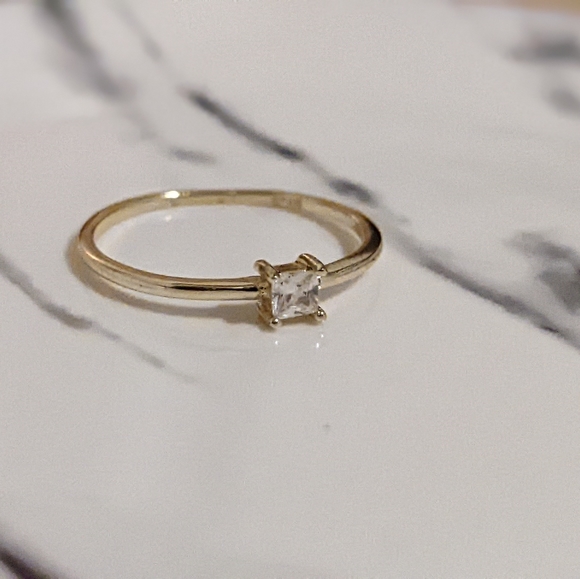 Golden Square Ring Size 8 S925 - Picture 2 of 5